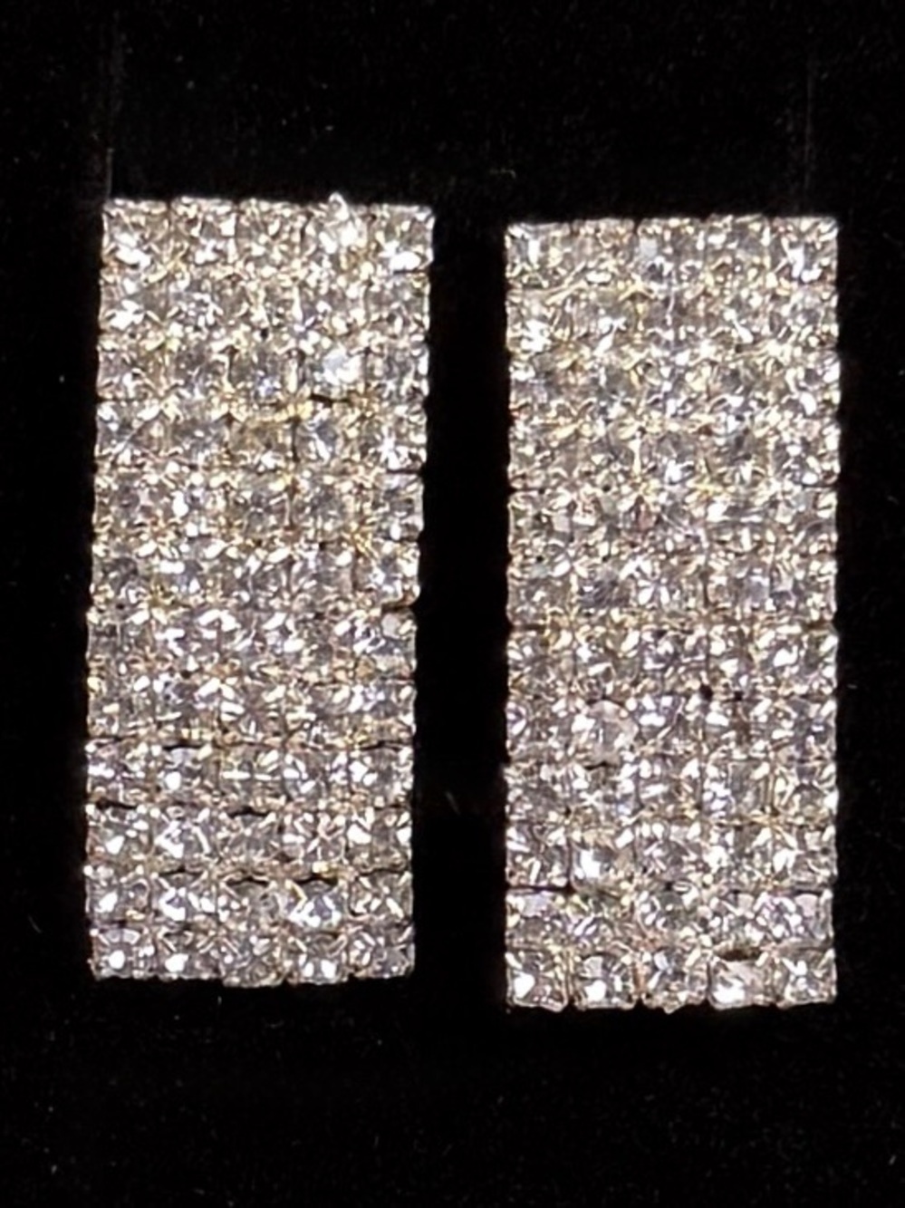 Vintage aged Silvertone bling clip on earrings